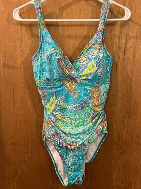 🐻Size 6 - Lauren - Blue and Floral One-Piece Swimsuit
